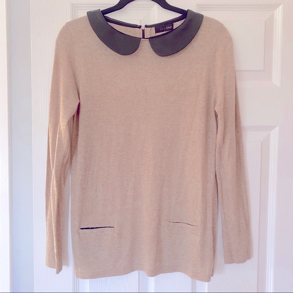 🤎NEW🤎 Love Token Leather Collar Sweater